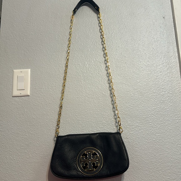Tory Burch Black Leather Clutch with gold chain strap - Picture 7 of 7